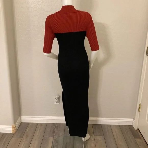 Marina Moscone Two Tone Mock Neck Sweater MIDI Dress XL - Picture 10 of 11